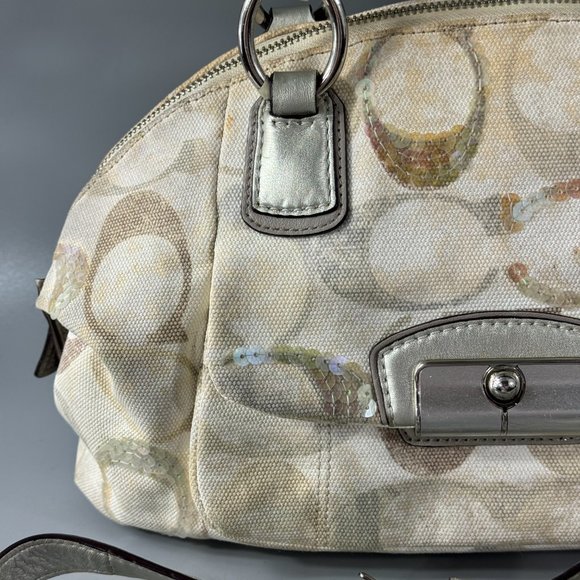 Authentic COACH # 19338 Kristin Signature Dome Sequin Satchel Shoulder Bag - Picture 2 of 14